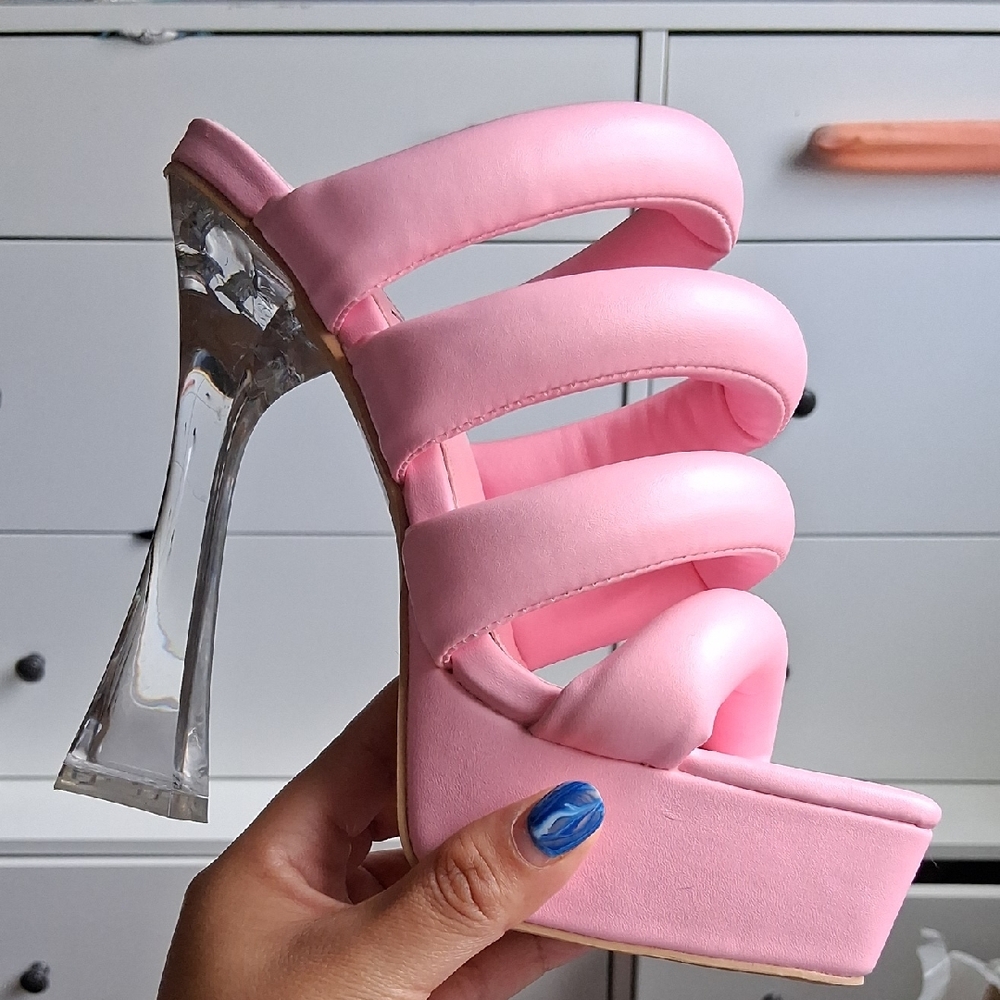 Dolls Kill Pink Strappy Platform Heels
